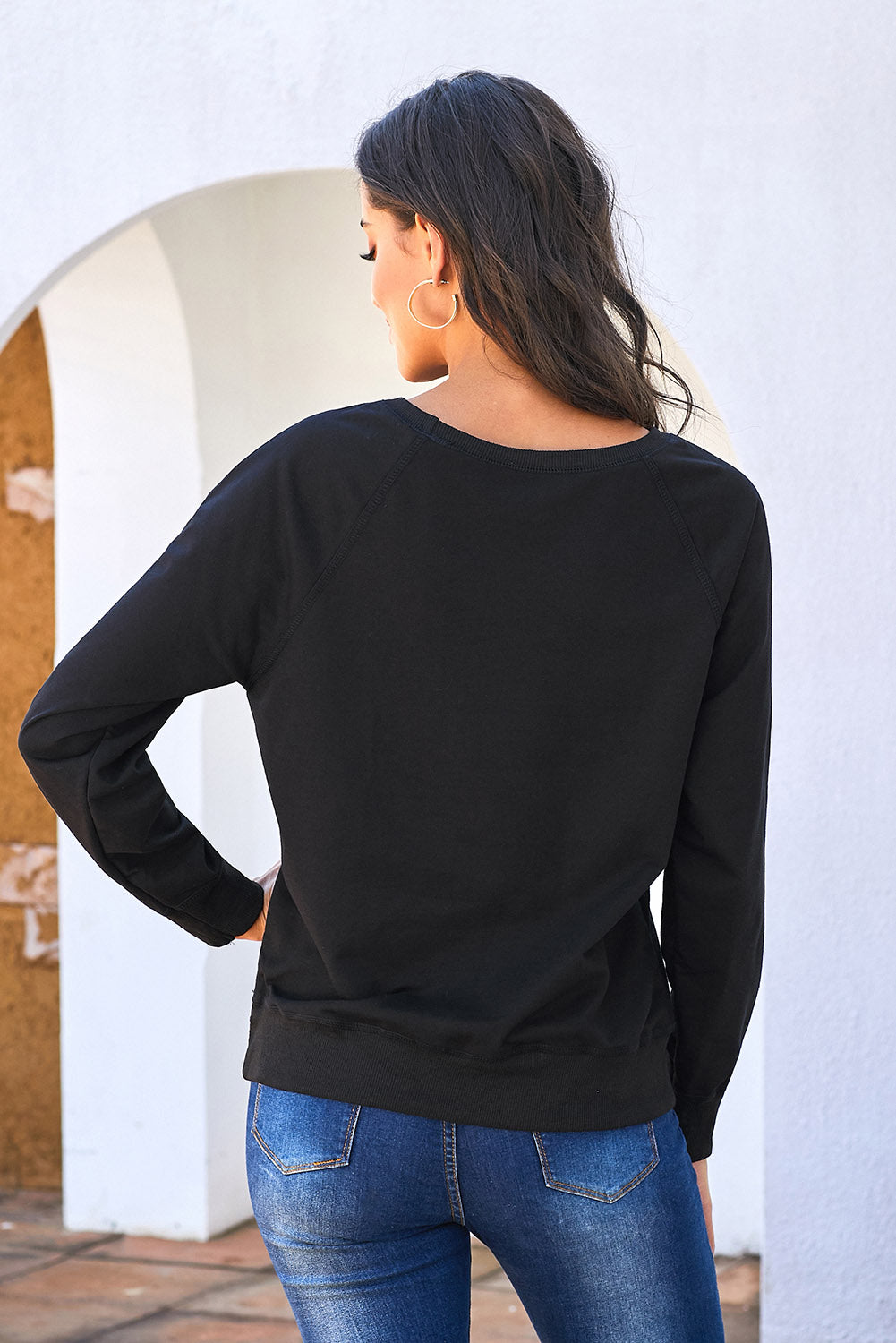 Women's Sweatshirt with Black French Terry Cotton Blend