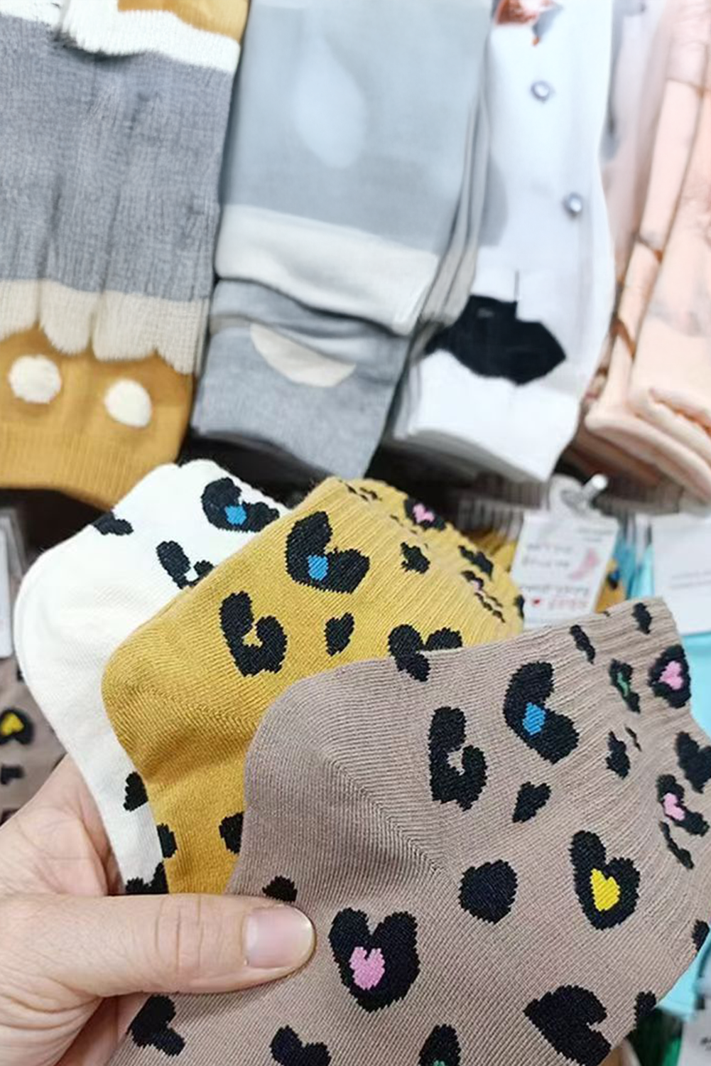 Leopard-Print Rib-Knit Edge Soft Socks
