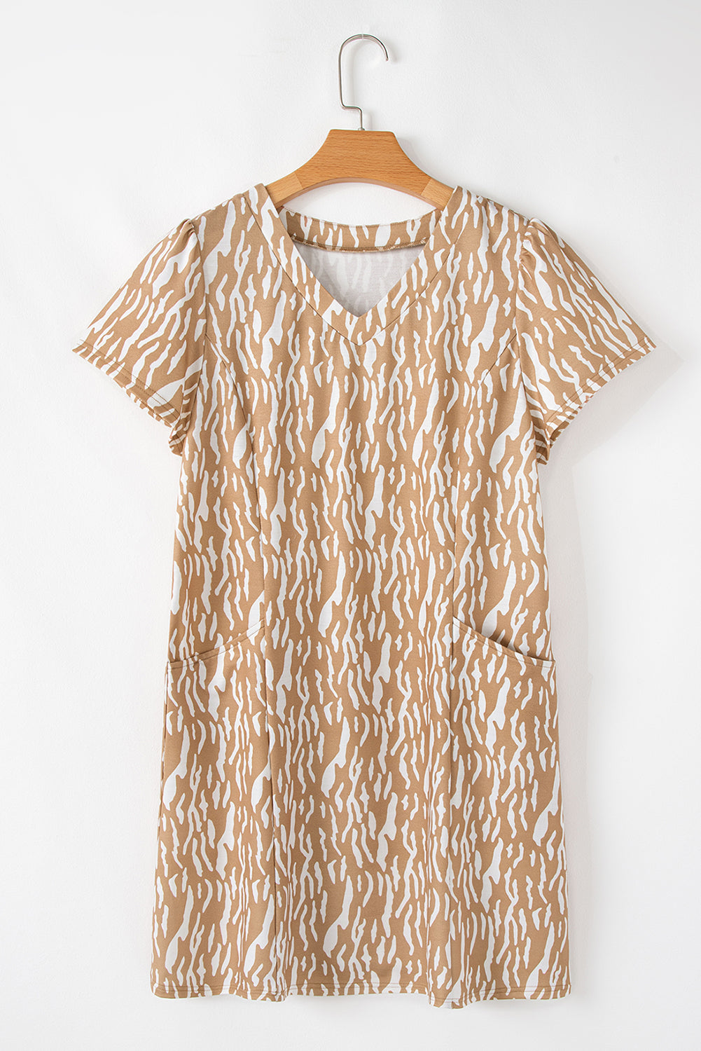 Abstract Print Short Sleeve Shift T Shirt Dress