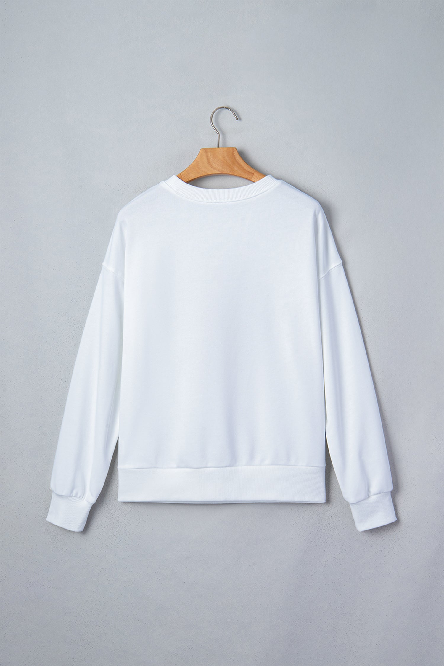 Embroidered Day Slogan Game Rugby Pattern Crewneck Sweatshirt in White