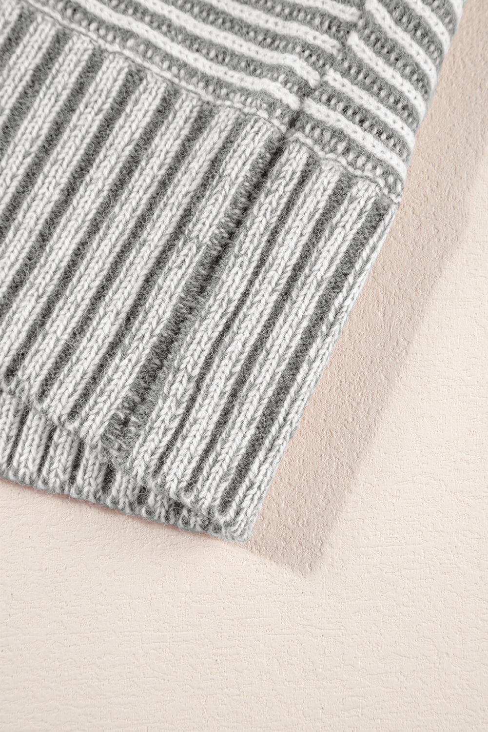 Striped Print Rib-Knit Knit Boat Neck Baggy Knit Top