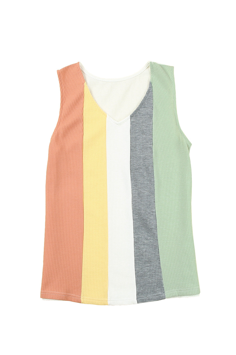 Women's Tank Top Featuring Waffle Knitted V Neck