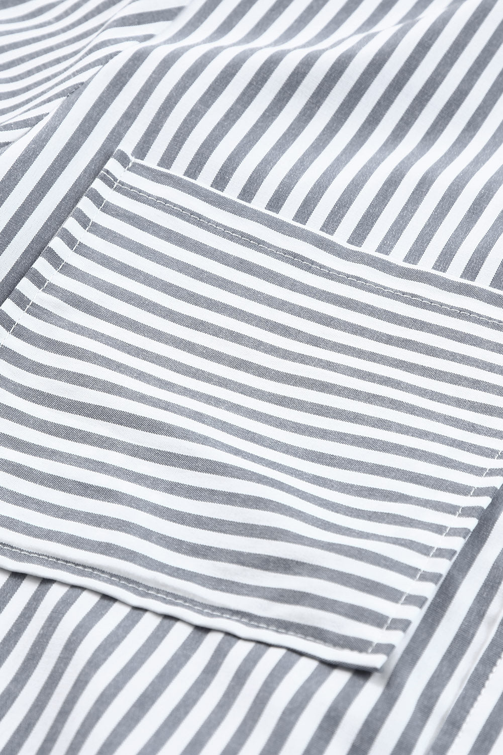 Shirt for Women Buttons Long-Sleeve Striped Pocket-Detail