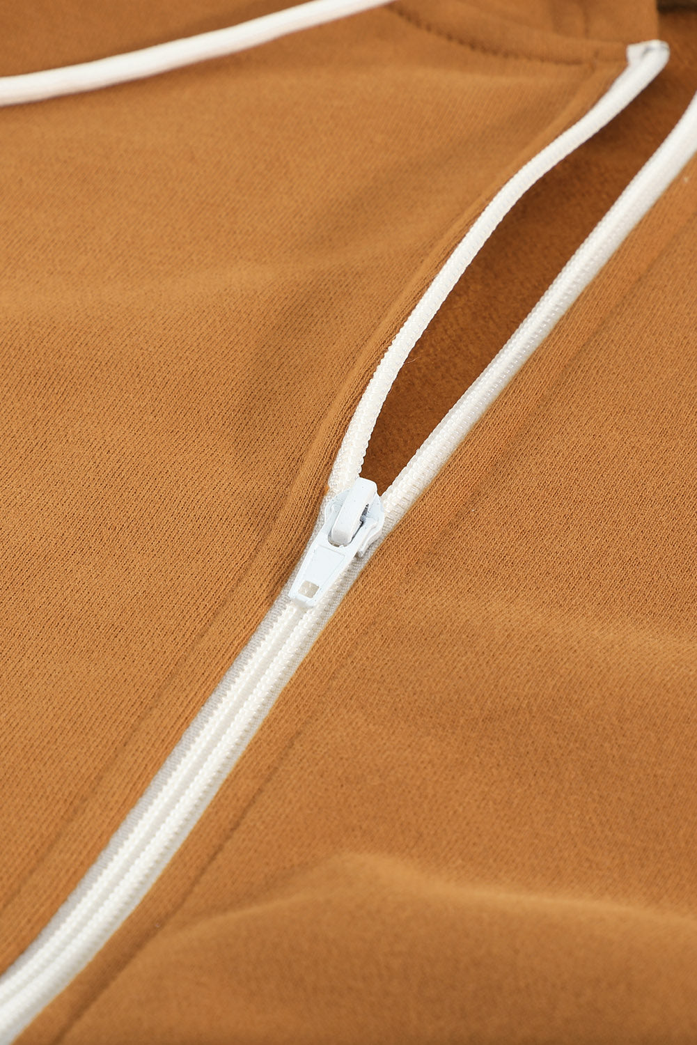 Women's Jacket with Zip-Front Pocket Drawcord Brown Hoodie
