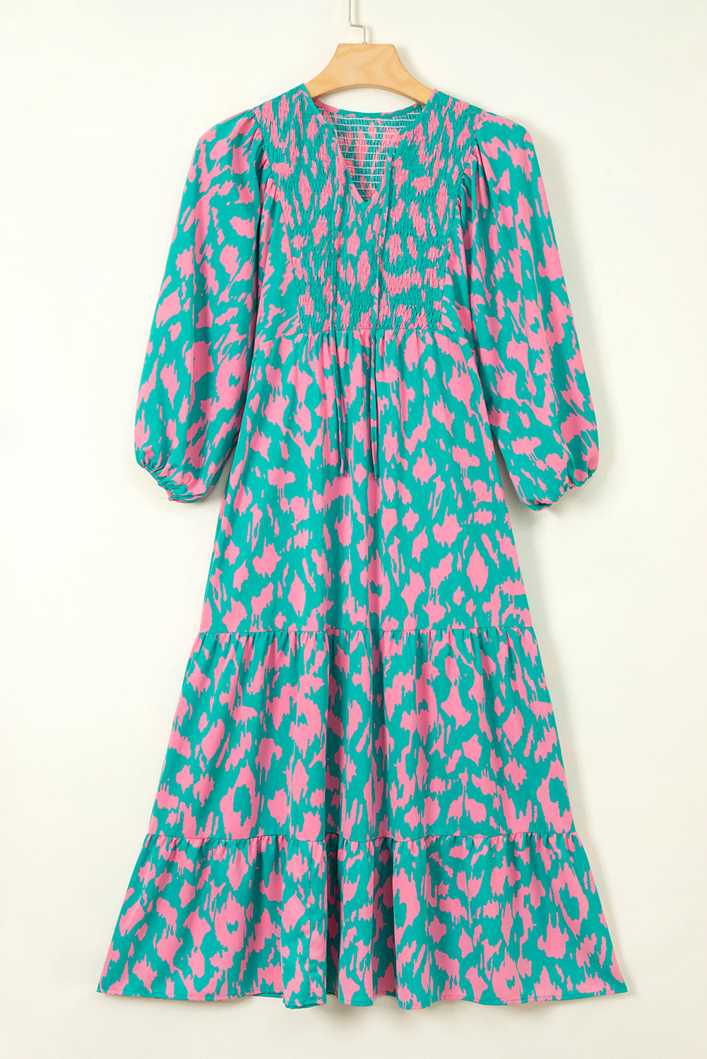 Women's Dress Featuring Tie-Front Notched Neck Long