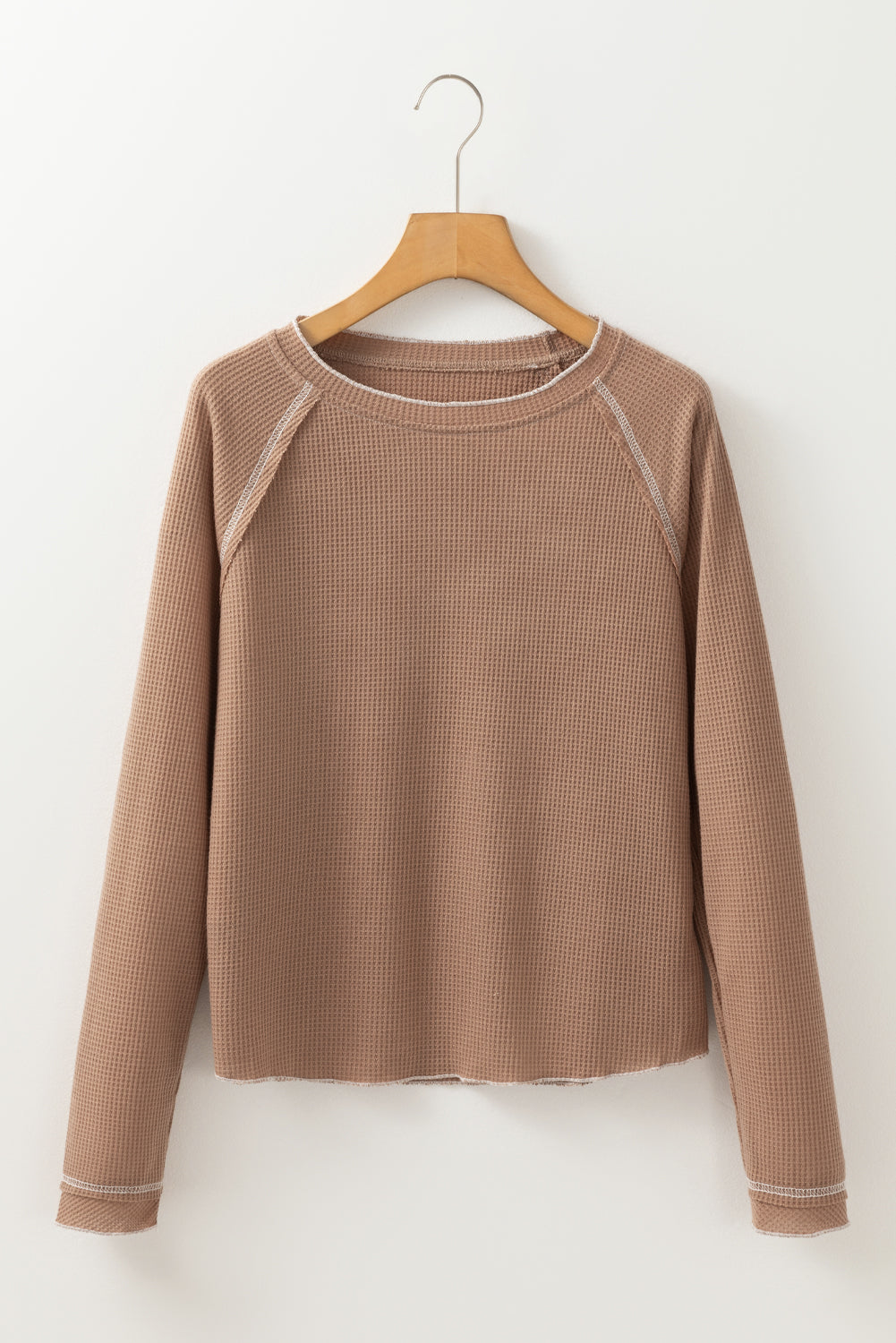 Textured Round-Neck Long-Sleeved Top