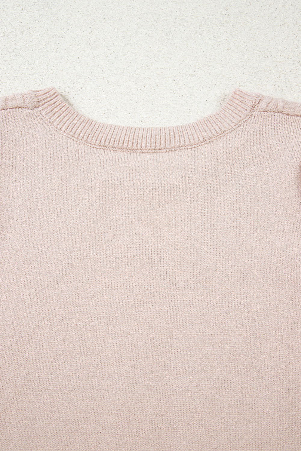 Ruffle Cable Knit Detail Contrast Floral Sleeve Patchwork Knit Top