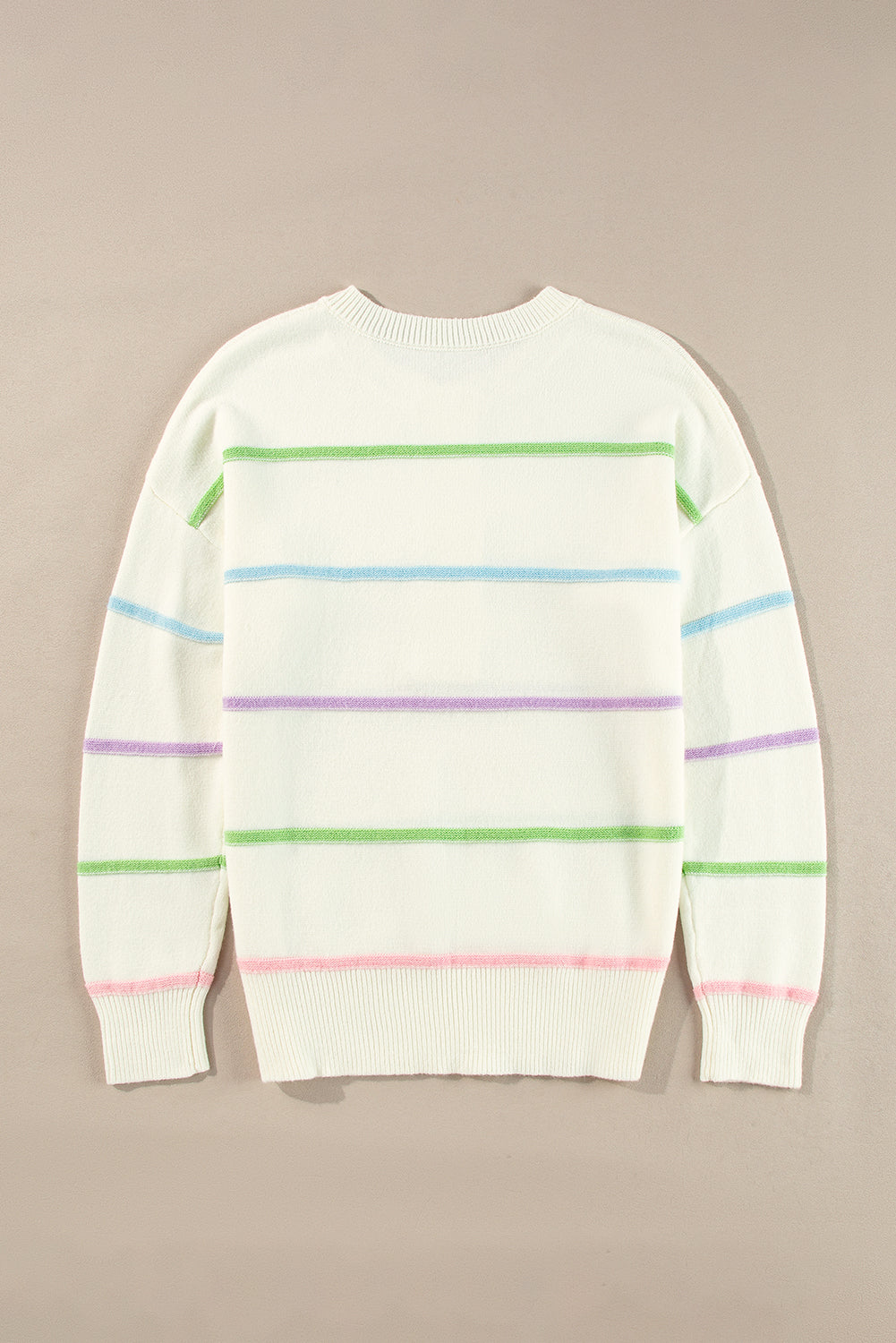 Rainbow Stripes Baggy Henley Sweater