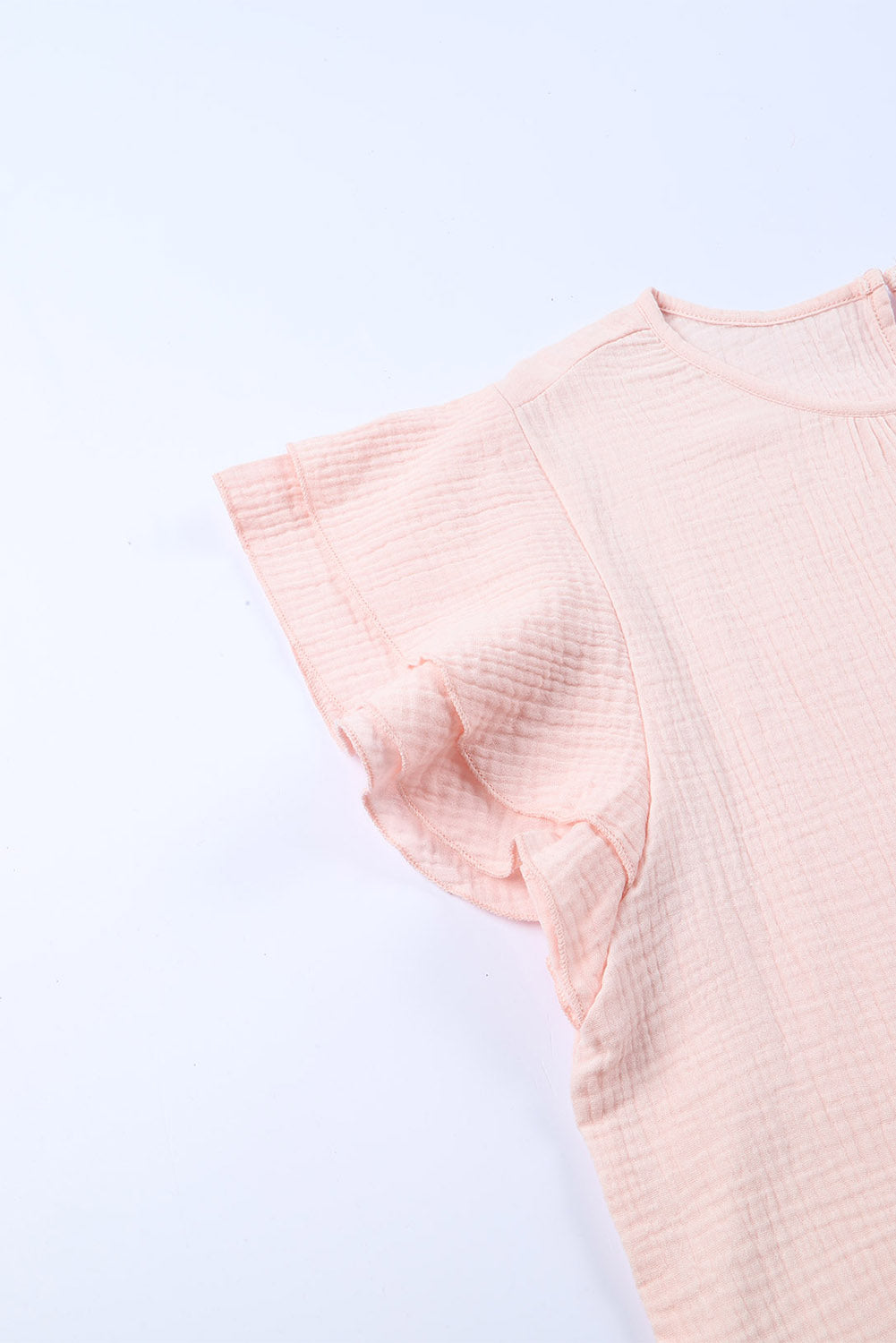 Blouse for Women Pink Layered Ruffle-Trimmed Sleeve