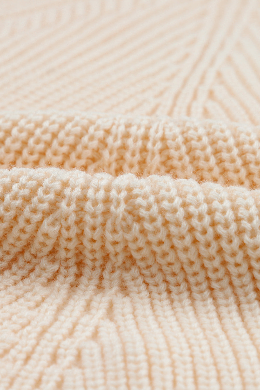 Hollow-out Polished Beige Puffy Sleeve Knit Knit Top