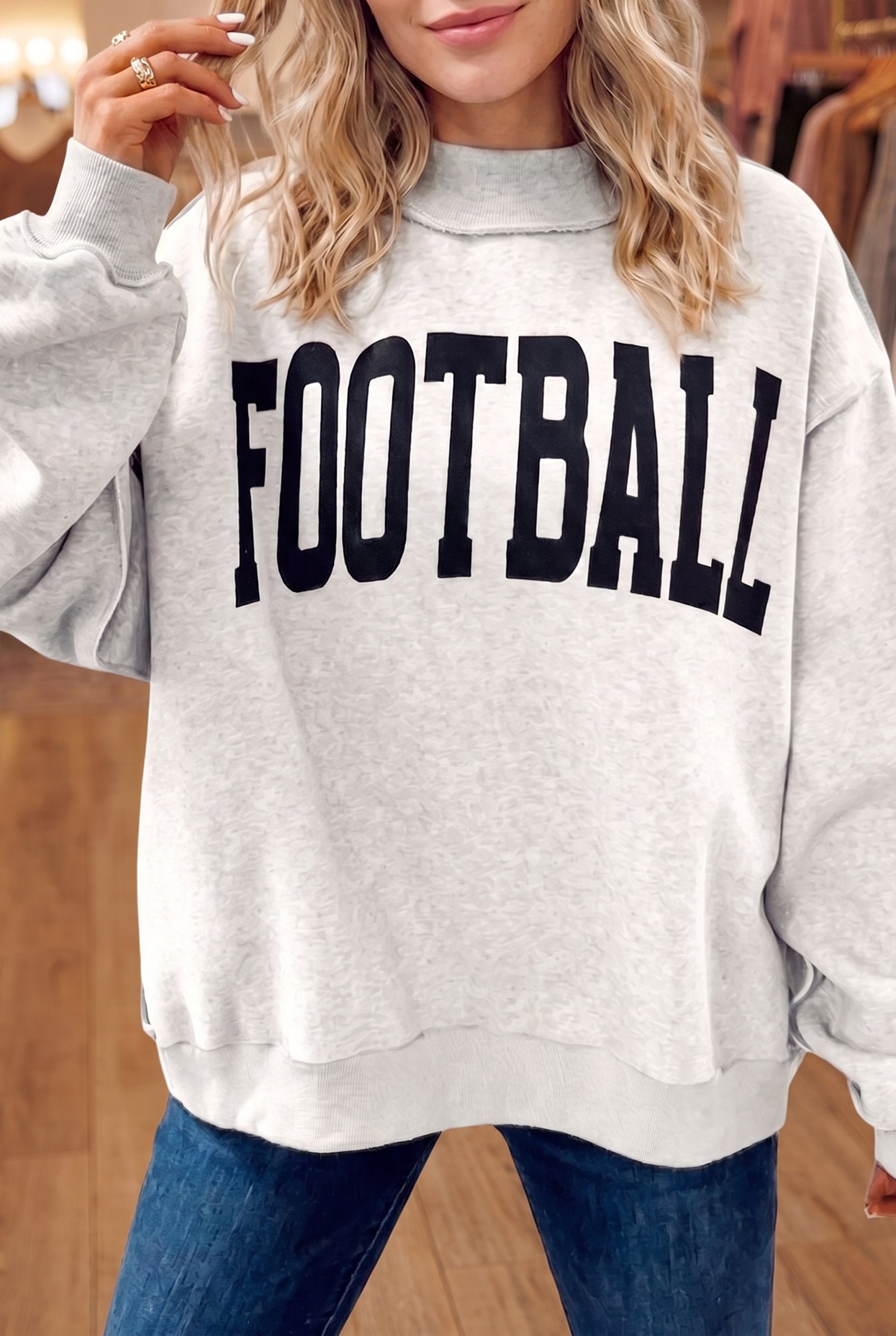 High Light Grey Neck GAMEDAY/ FOOTBALL Double Side Printed Reversible Sweatshirt