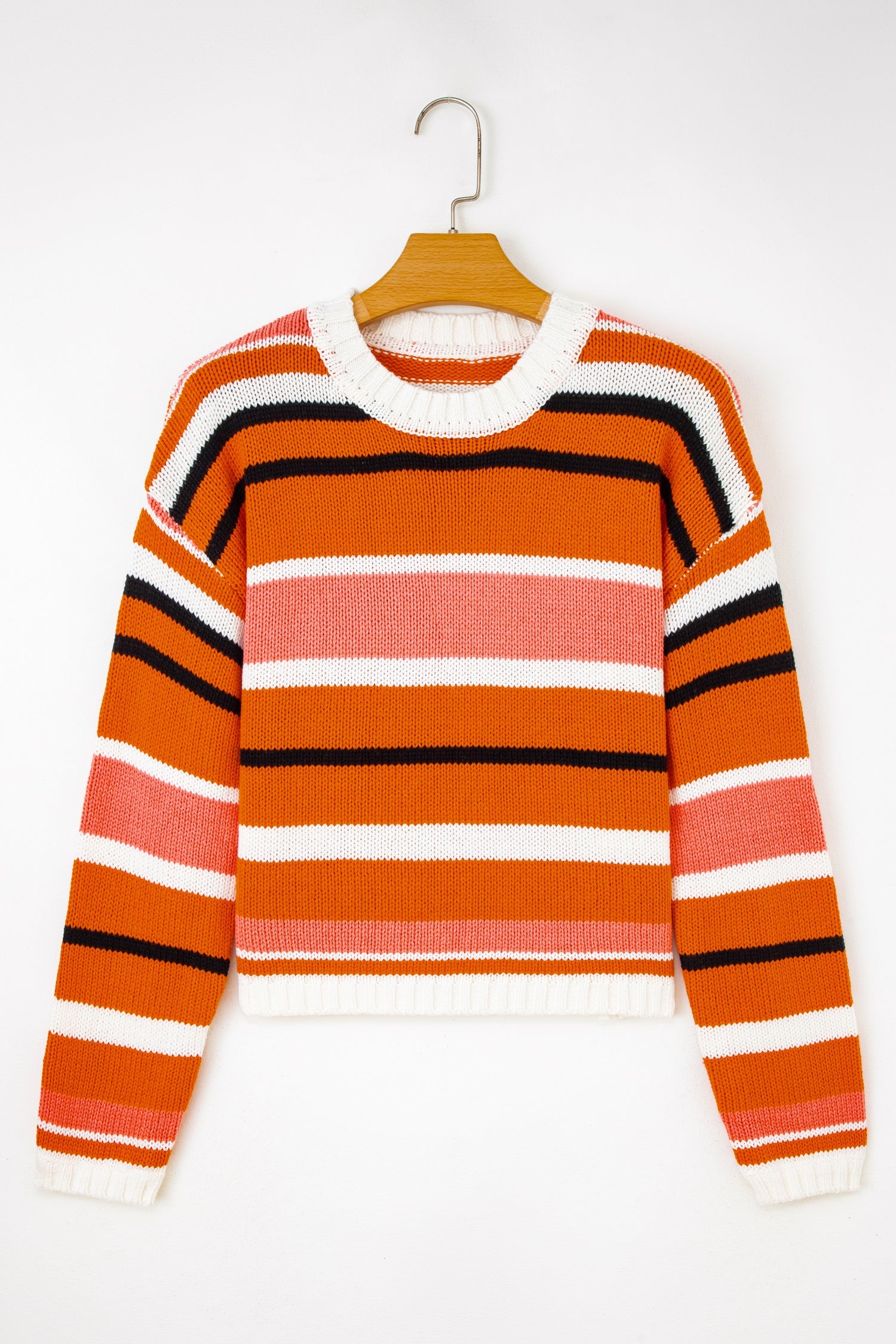 Drop-Shoulder Cropped Pullover Knit Top