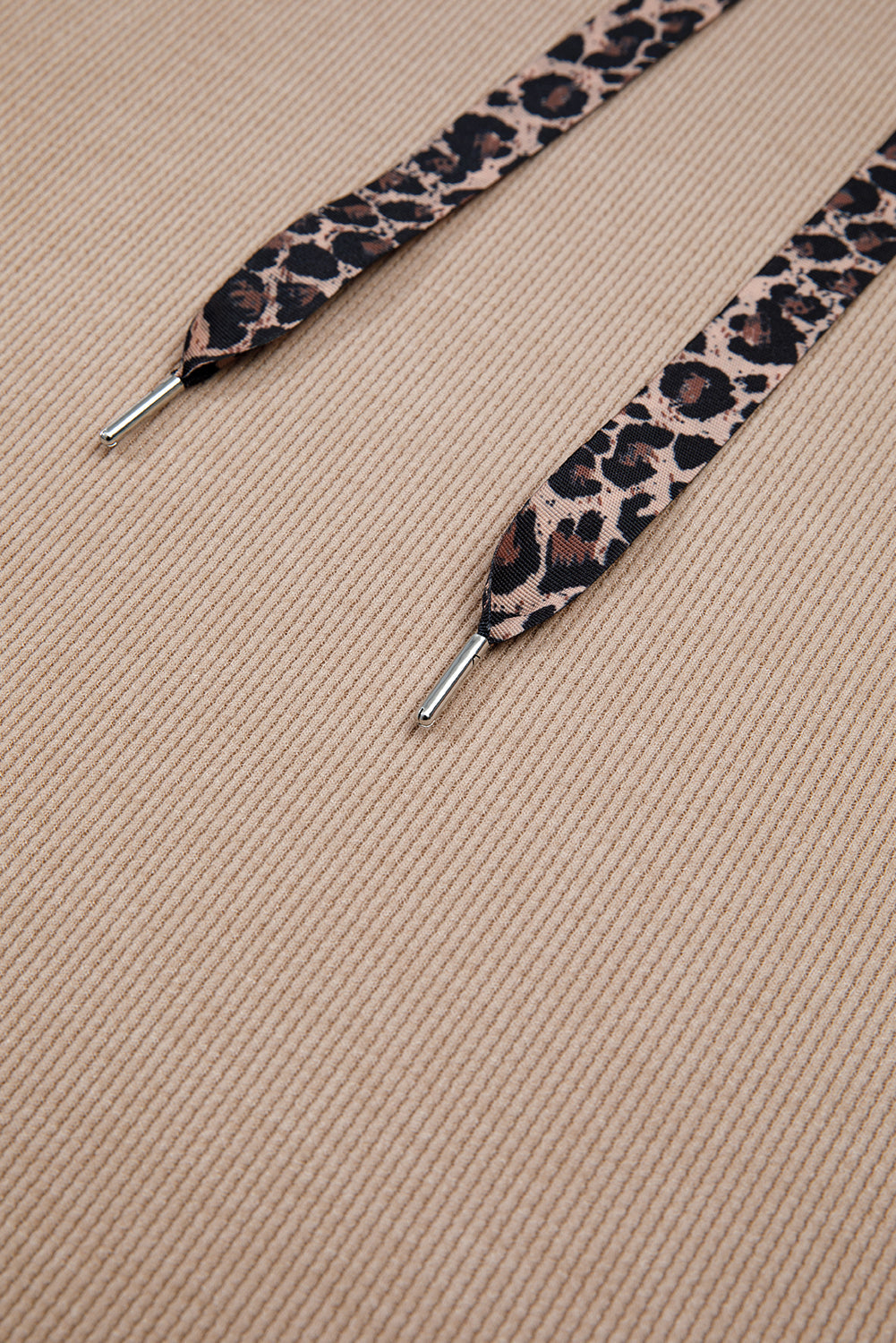 Leopard Thermal Textured Drawcord Baggy Hoodie