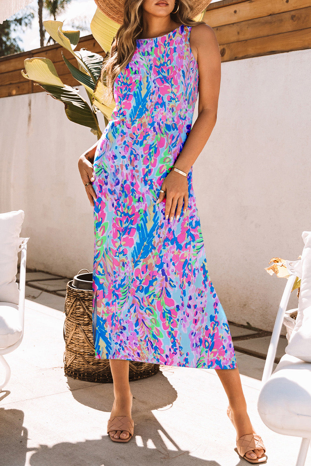 Dresses for Women Maxi Floral-Print Print Sleeveless