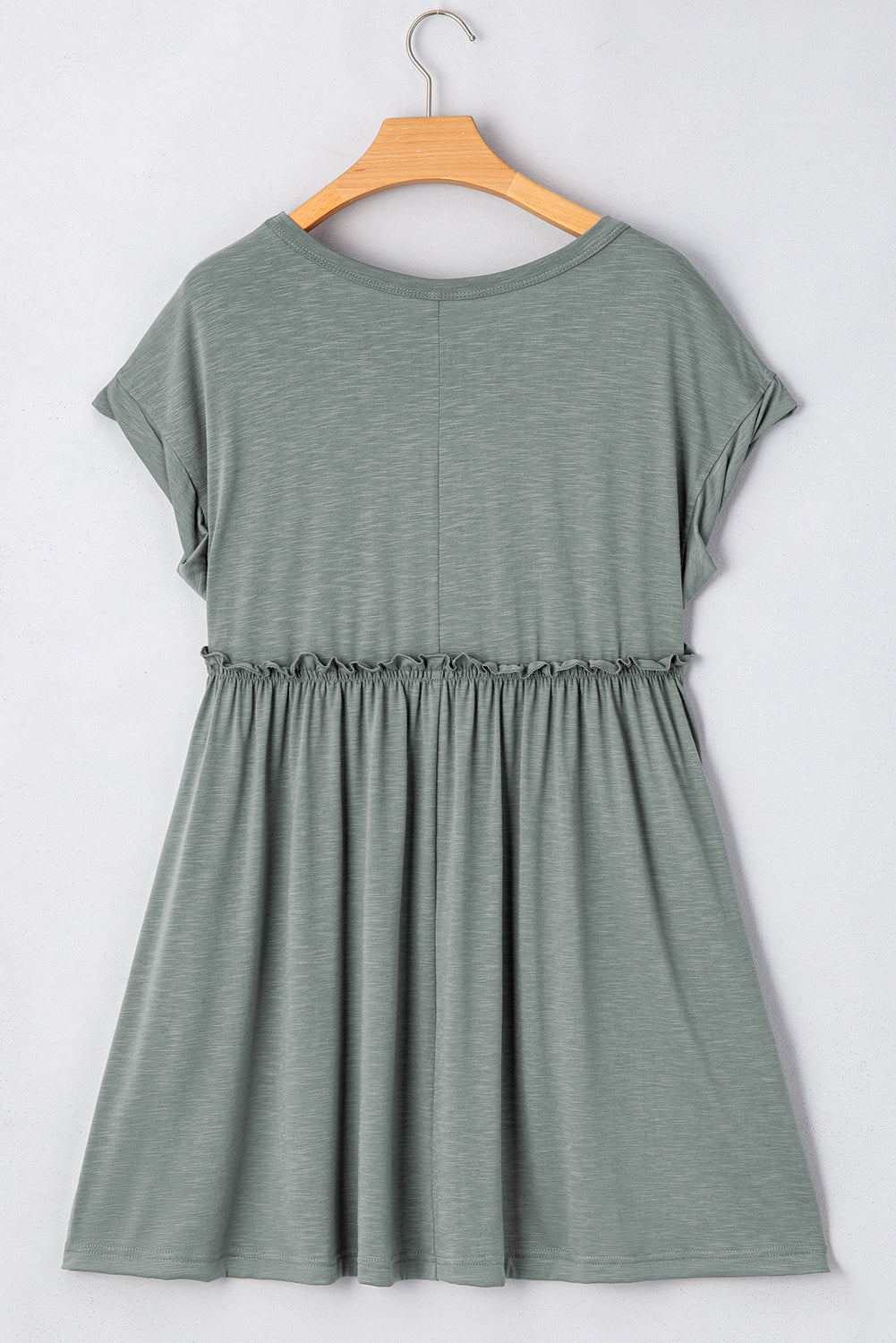 Frilled Gathered Seam T Shirt Dress