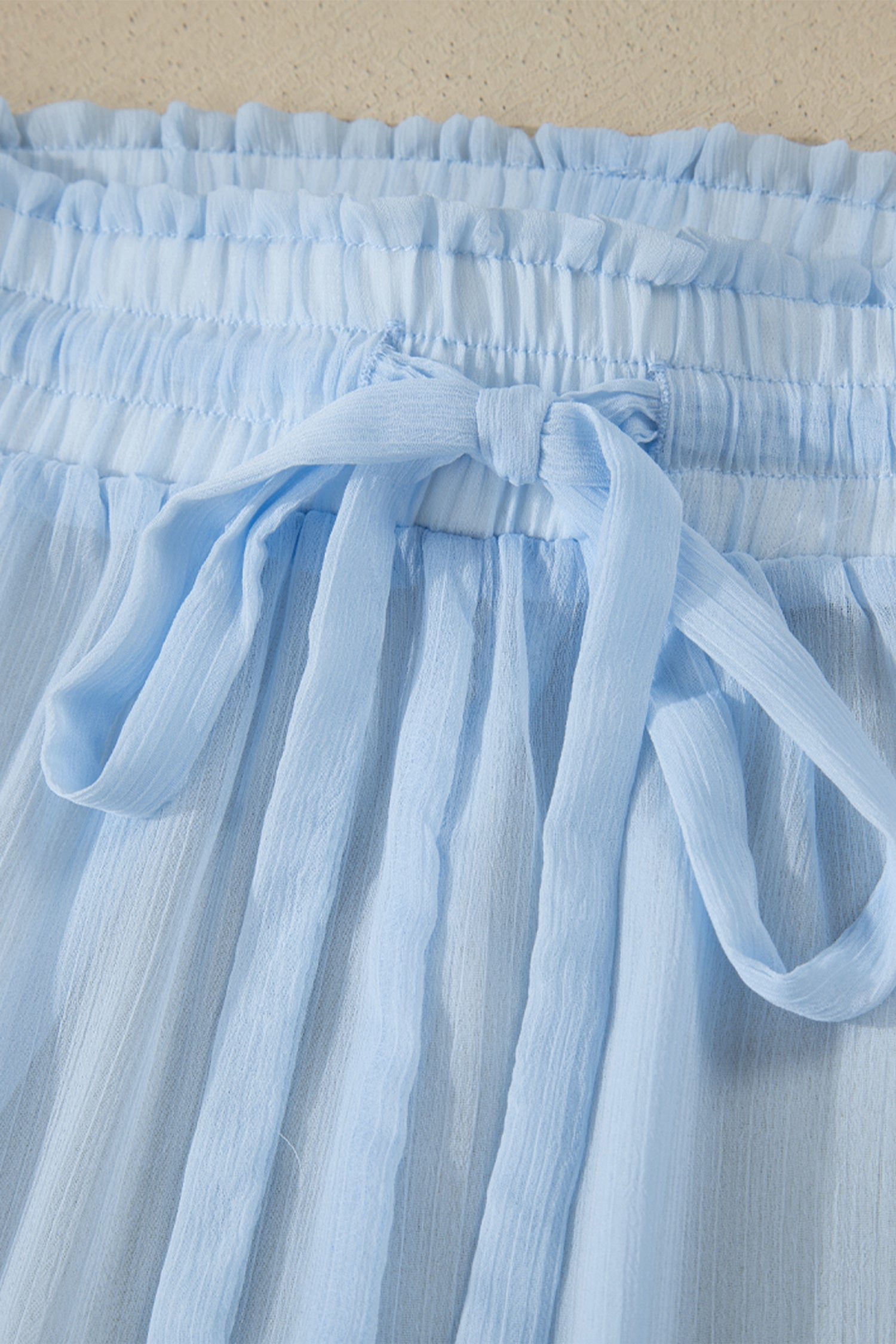 Shirt Sheer Tunic Drawcord Shorts 2pcs Swim Cover Up in Beau Blue