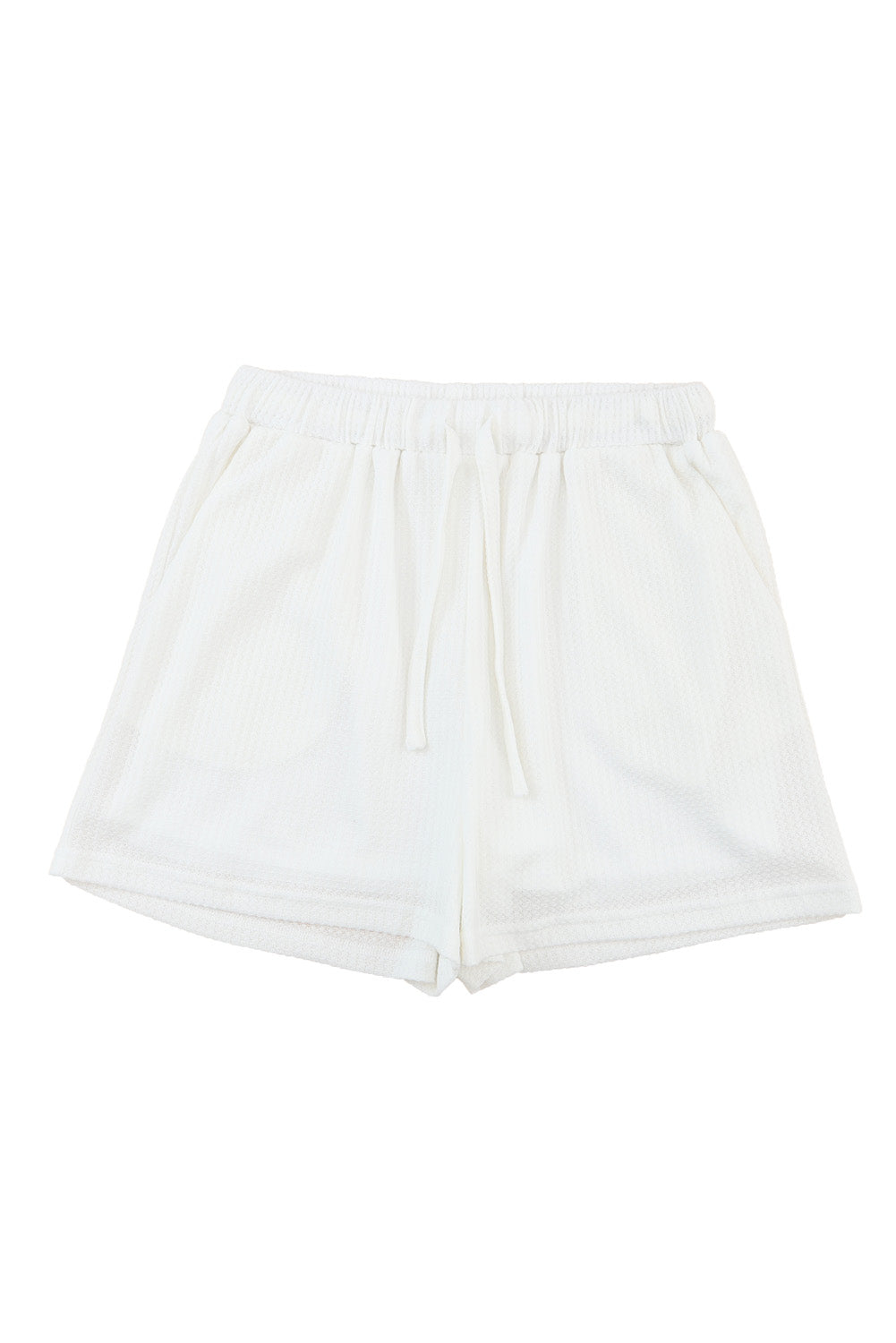 Short décontracté à lacets en tricot gaufré blanc taille haute à jambes larges