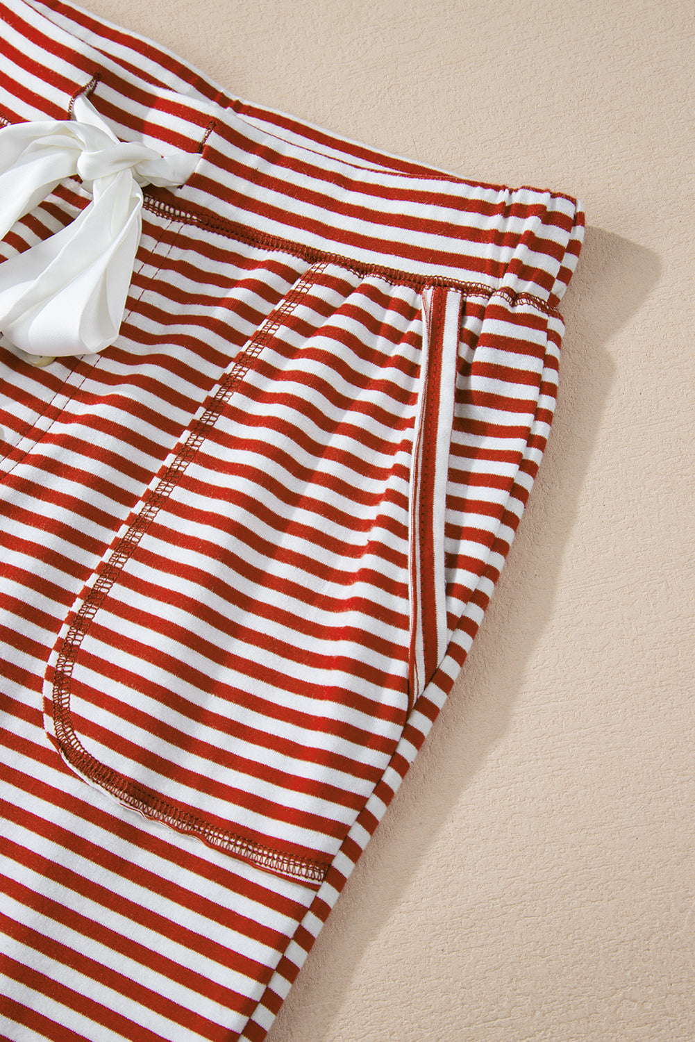 Button-Front V-Neck Top and Knotted Waist Pants Lounge Set