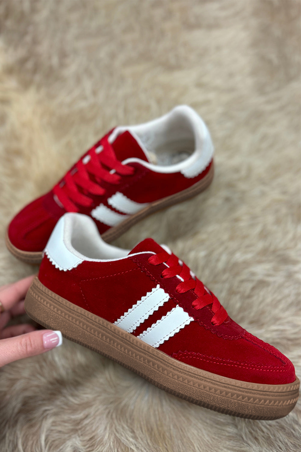 Retro Lace-up Striped Patchwork Flat Shoes