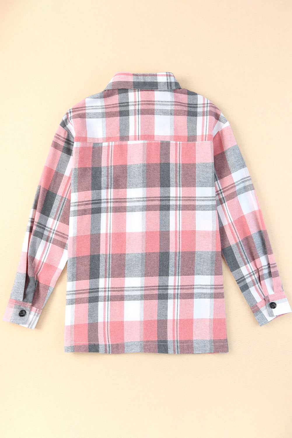 Women's Shacket with Pocket Shirt Plaid Button Up Patch