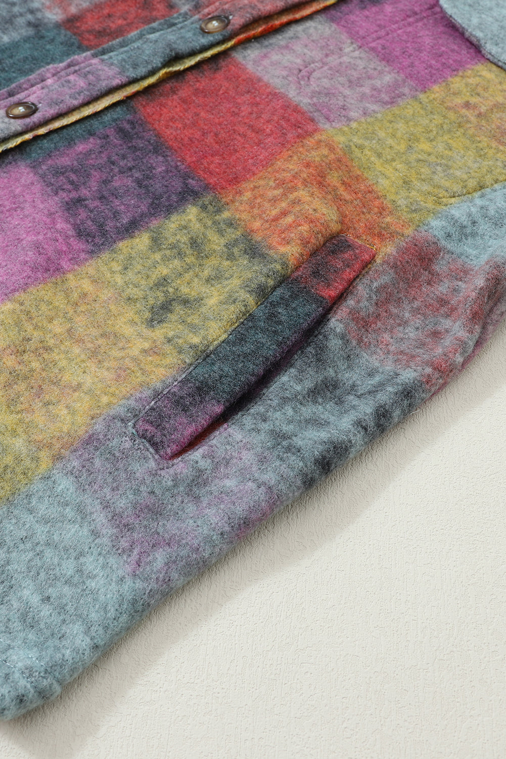 Women's Shacket Featuring Oversize Brushed Plaid Pocket-Detail