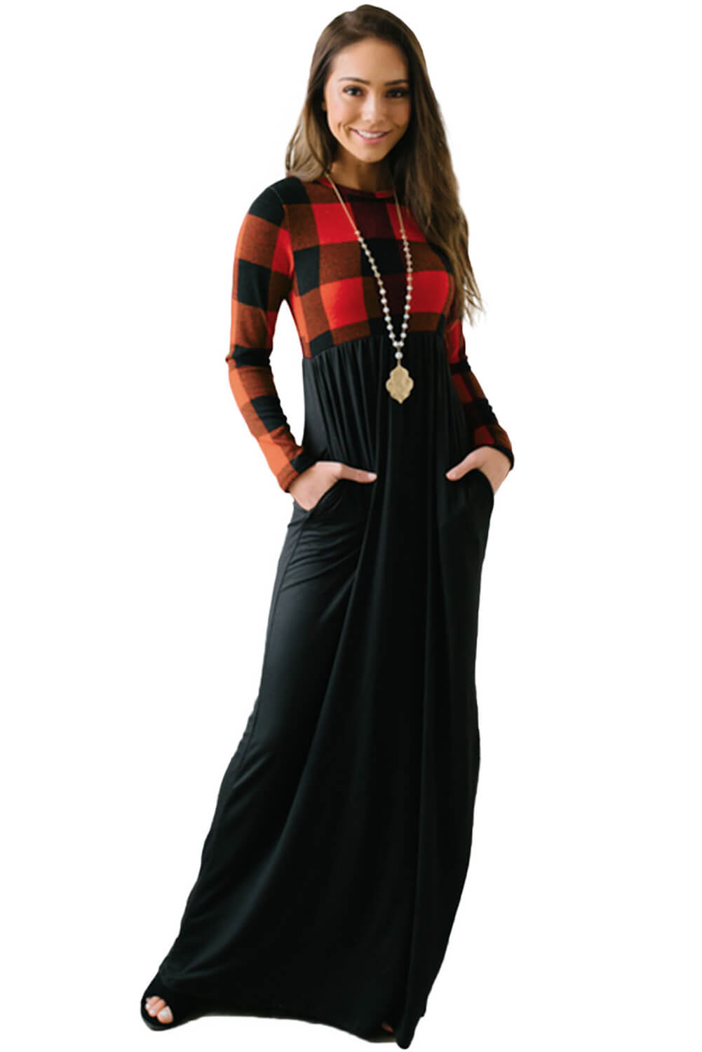 Top Buffalo Print Long Maxi Dress