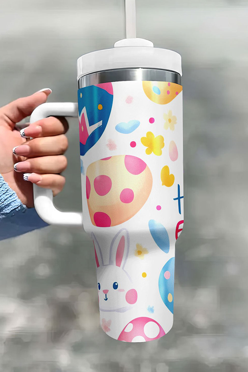 Happy Eggs Easter Bunny Printed Thermal Tumbler