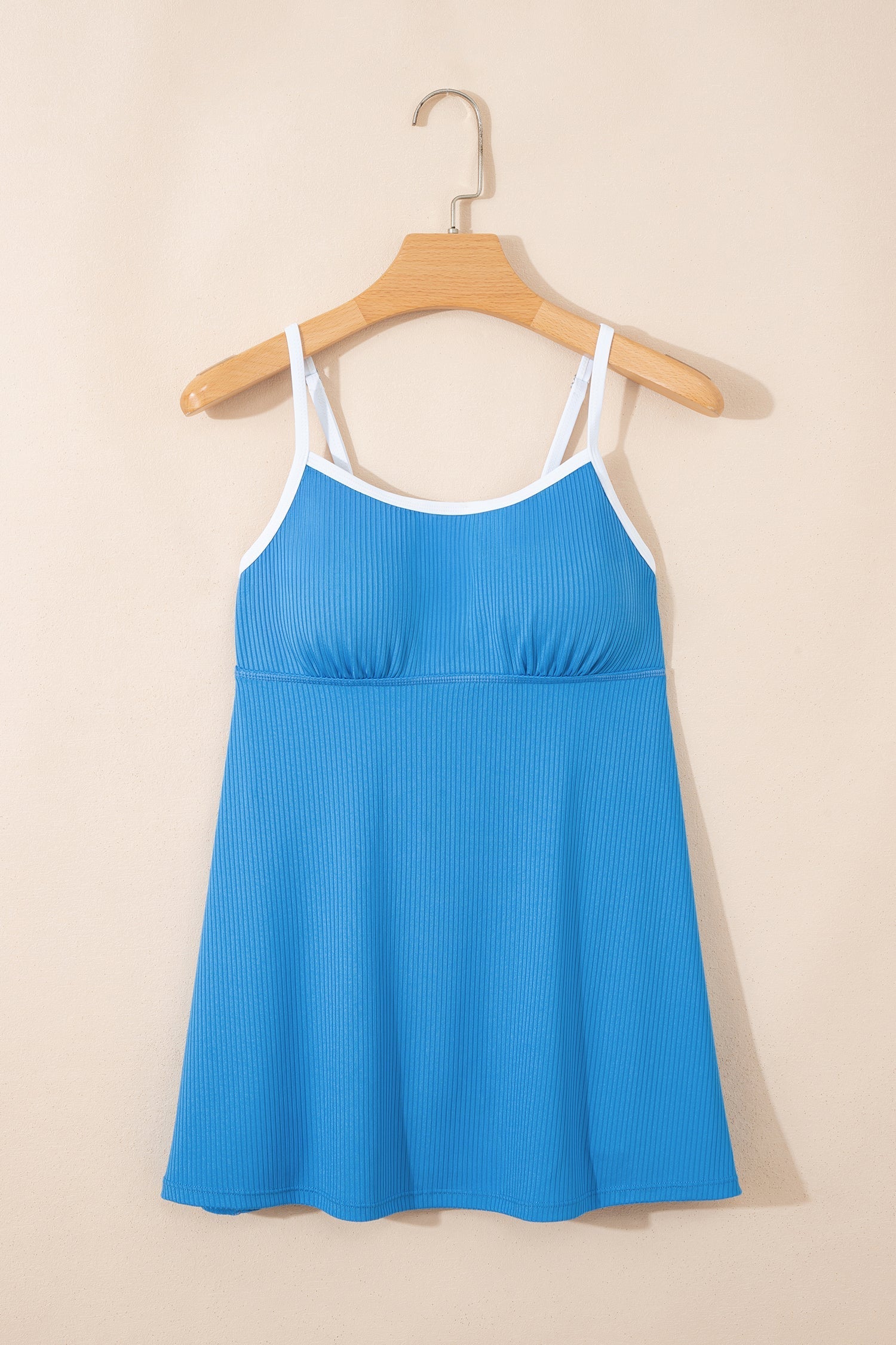 Dusk Edge Blue Colorblock Rib-Knit Pocket-Detail Lined Swim Dress
