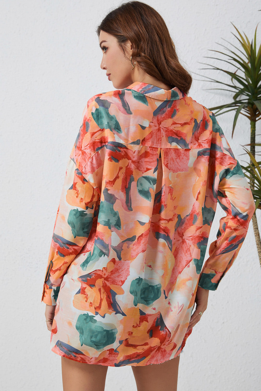 Women's Shirt with Floral-Print Print Loose
