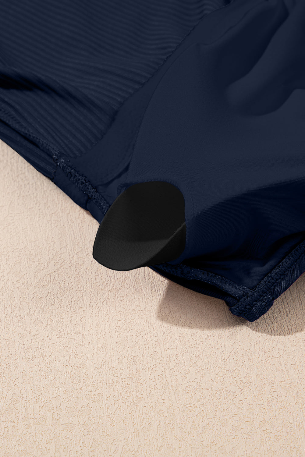 Rib-Knit Knit Crossed Detail Tank Skort 2pcs Swimsuit in Navy Blue