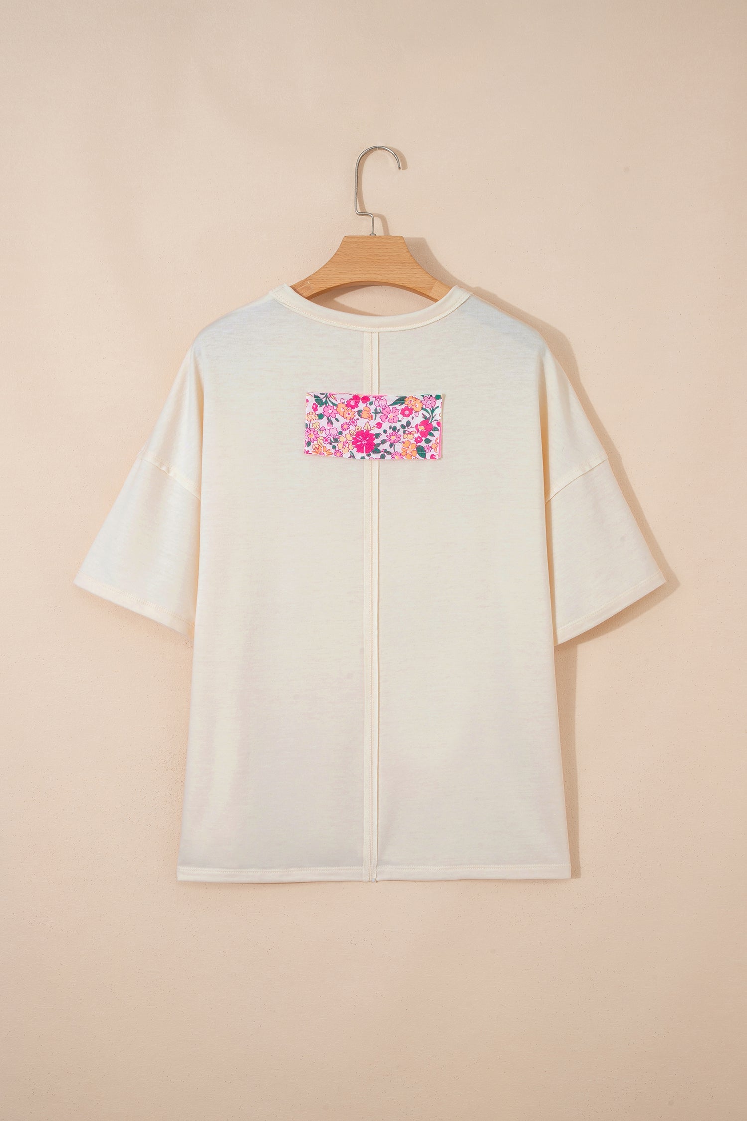Floral Patched Raw Seam Big Flower Oversize Tee