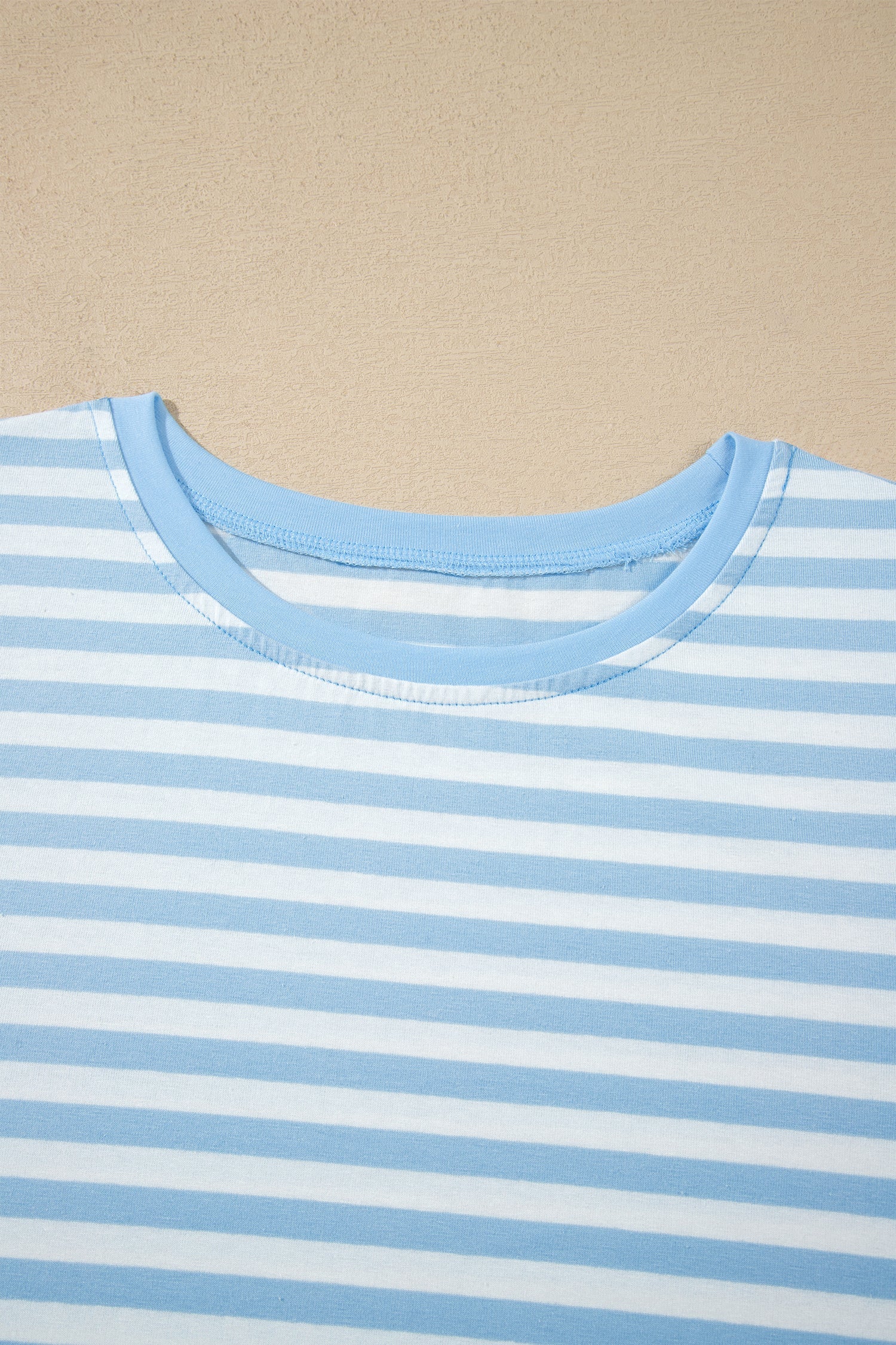 Cute Sky Blue Stripe Slim Tank Contrast Ruffle Mini Skort Set