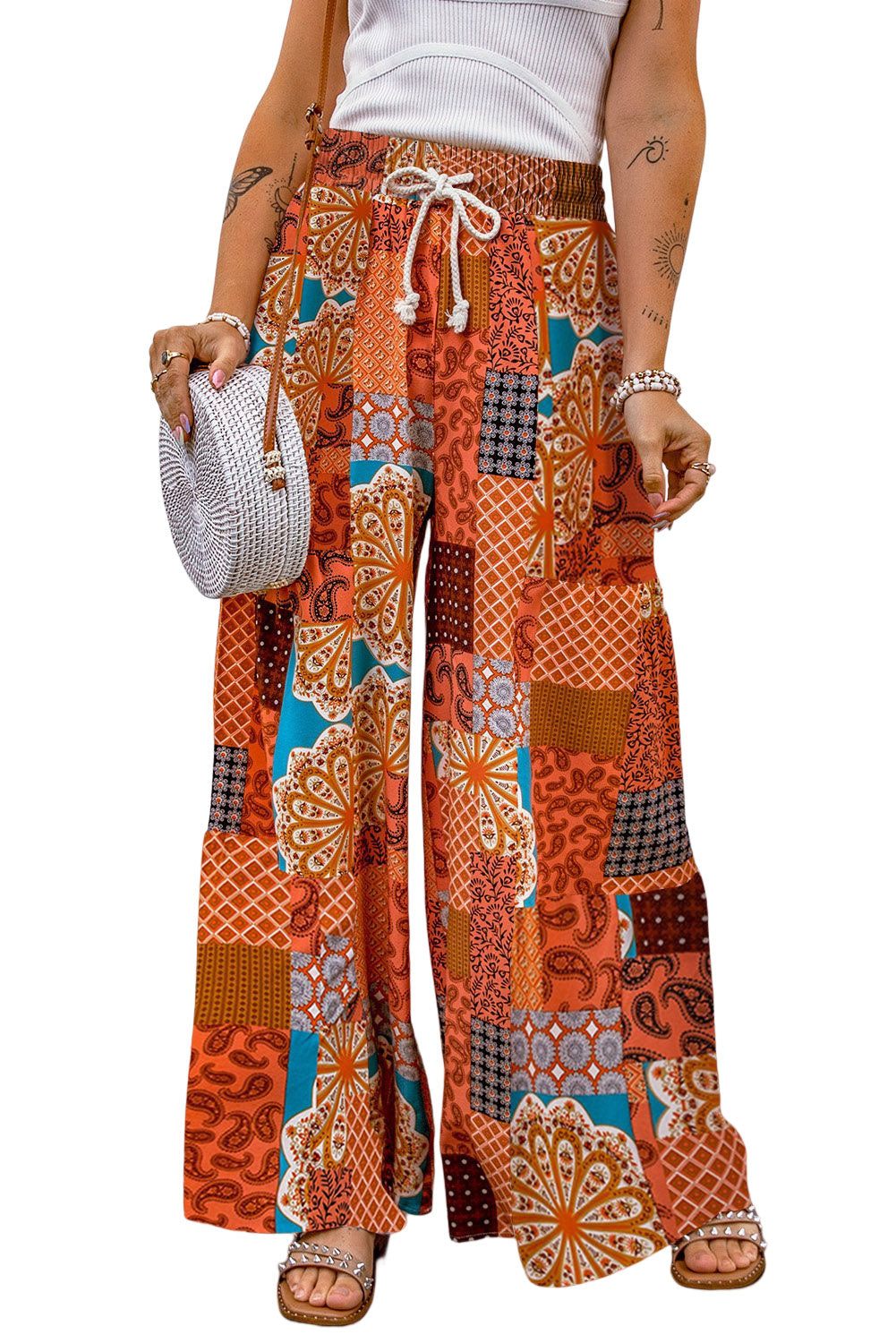 Women's Drawcord Wide Bohemian Leg Pants