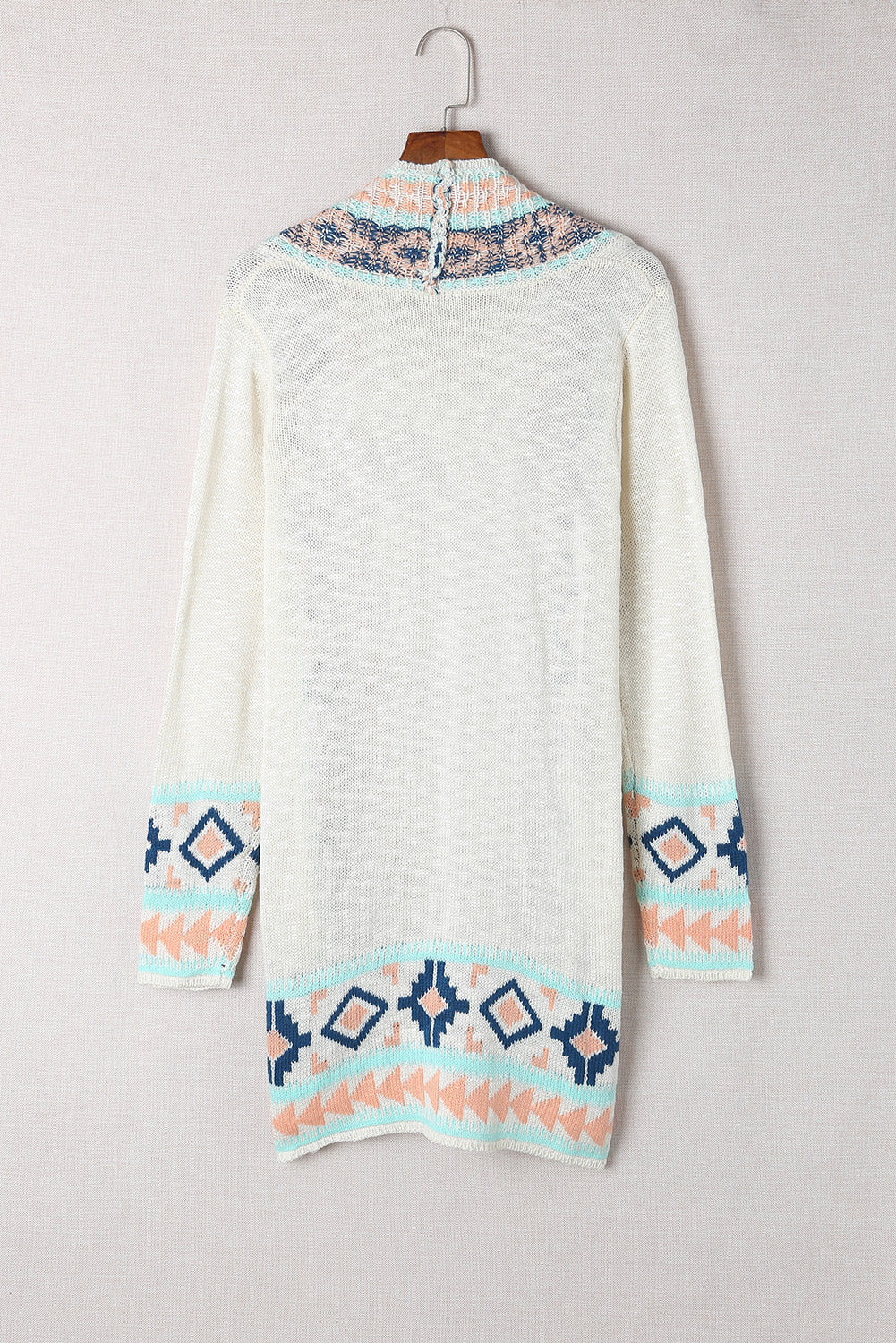 Women's Aztec Khaki Western Print Open Front Cardigan