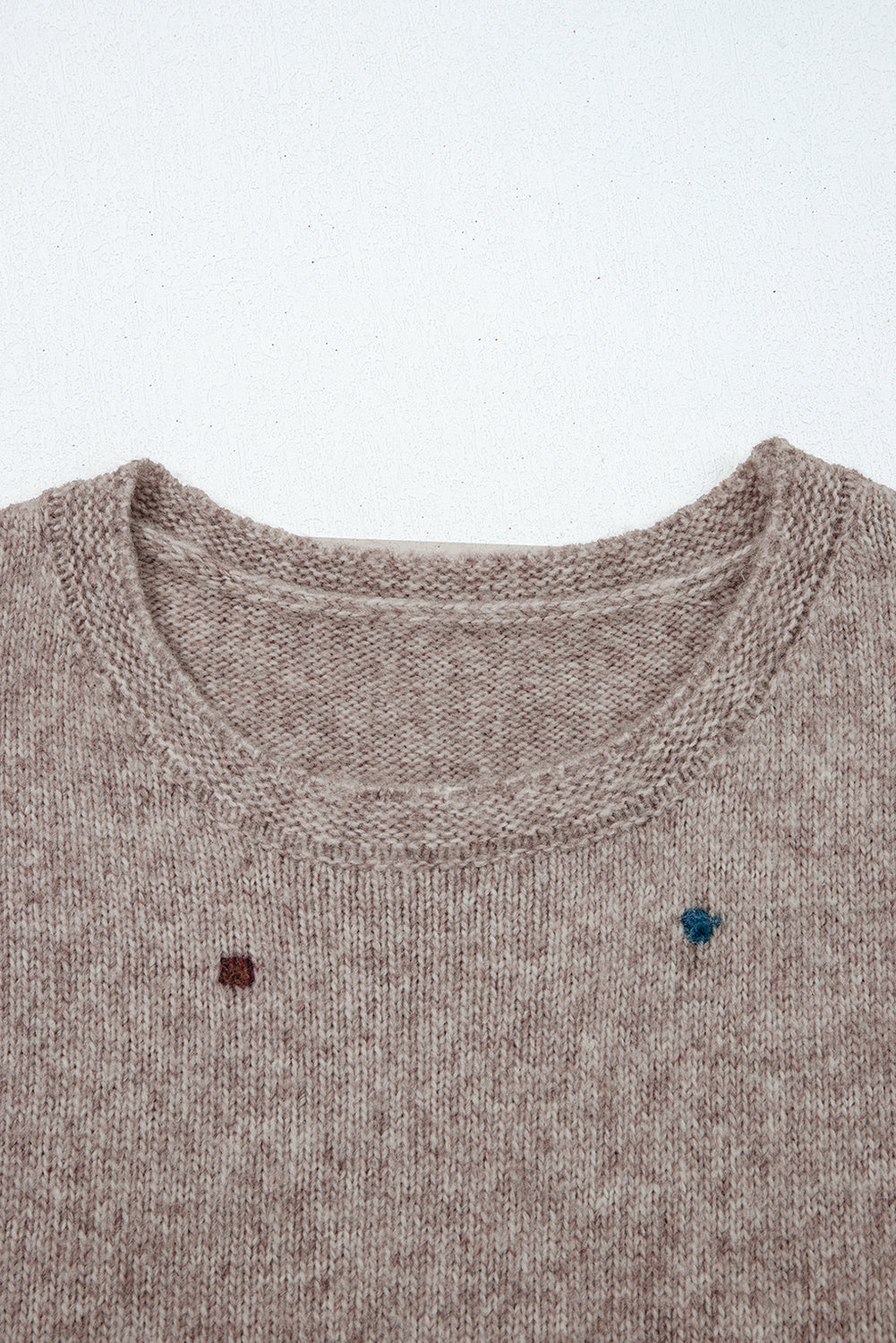 Colored Dot Contrast Dot Detail Drop-Shoulder Knit Top
