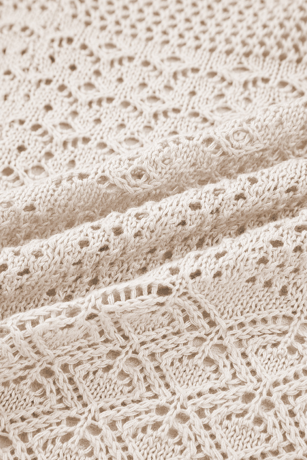 Mix Pattern Hollowed Knit Open-Front Cardigan
