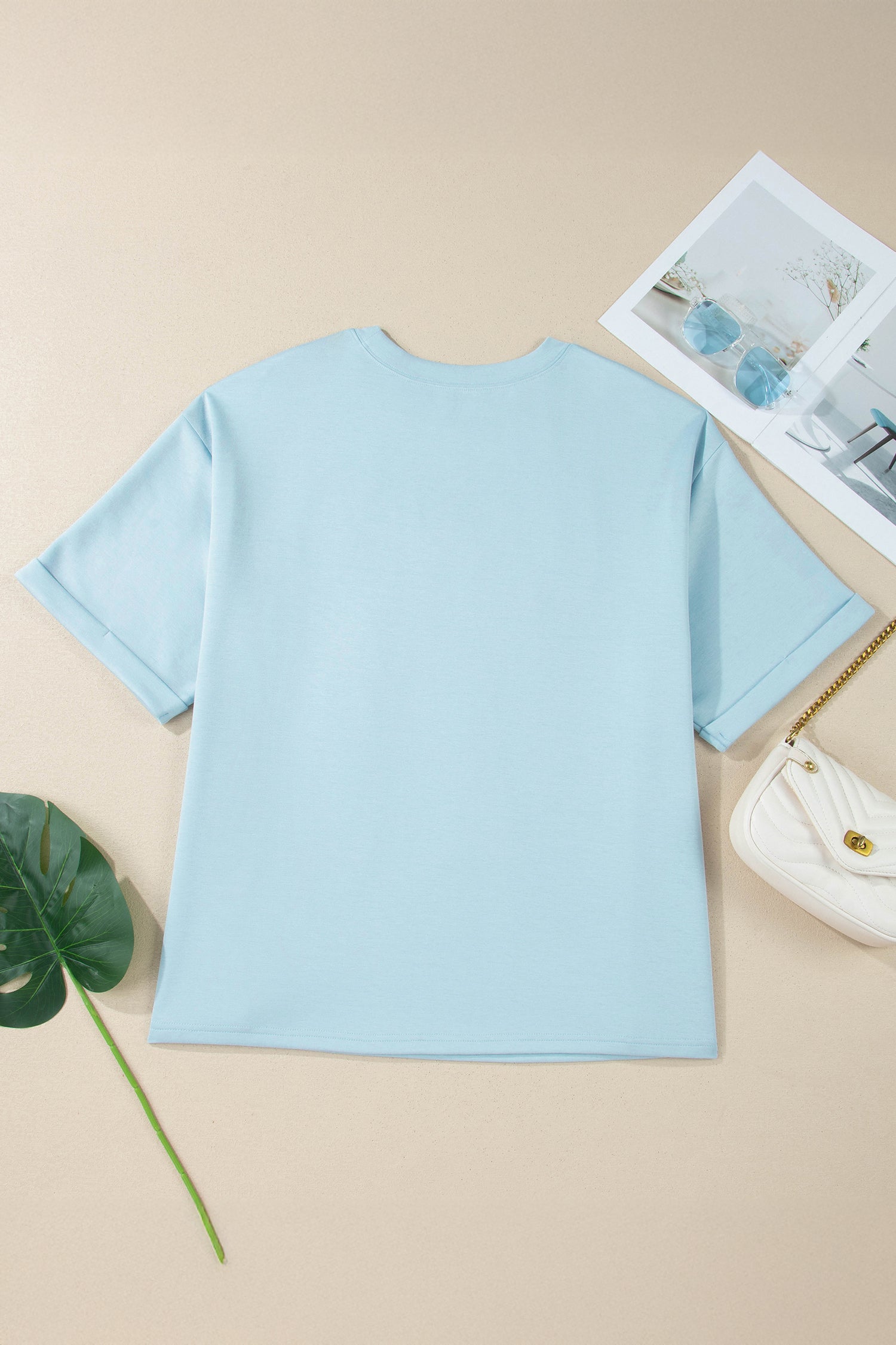 Plus Size Patriotic Bow Patchwork Graphic T-Shirt in Beau Blue