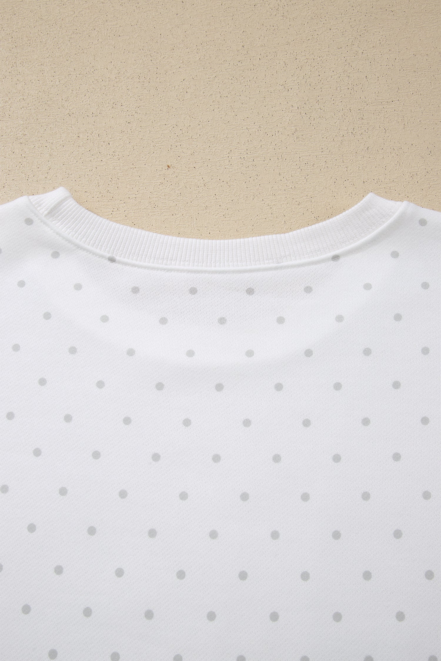 Polka-Dot Print Side Stripe Everyday Sweatshirt 2pcs Short Set in White