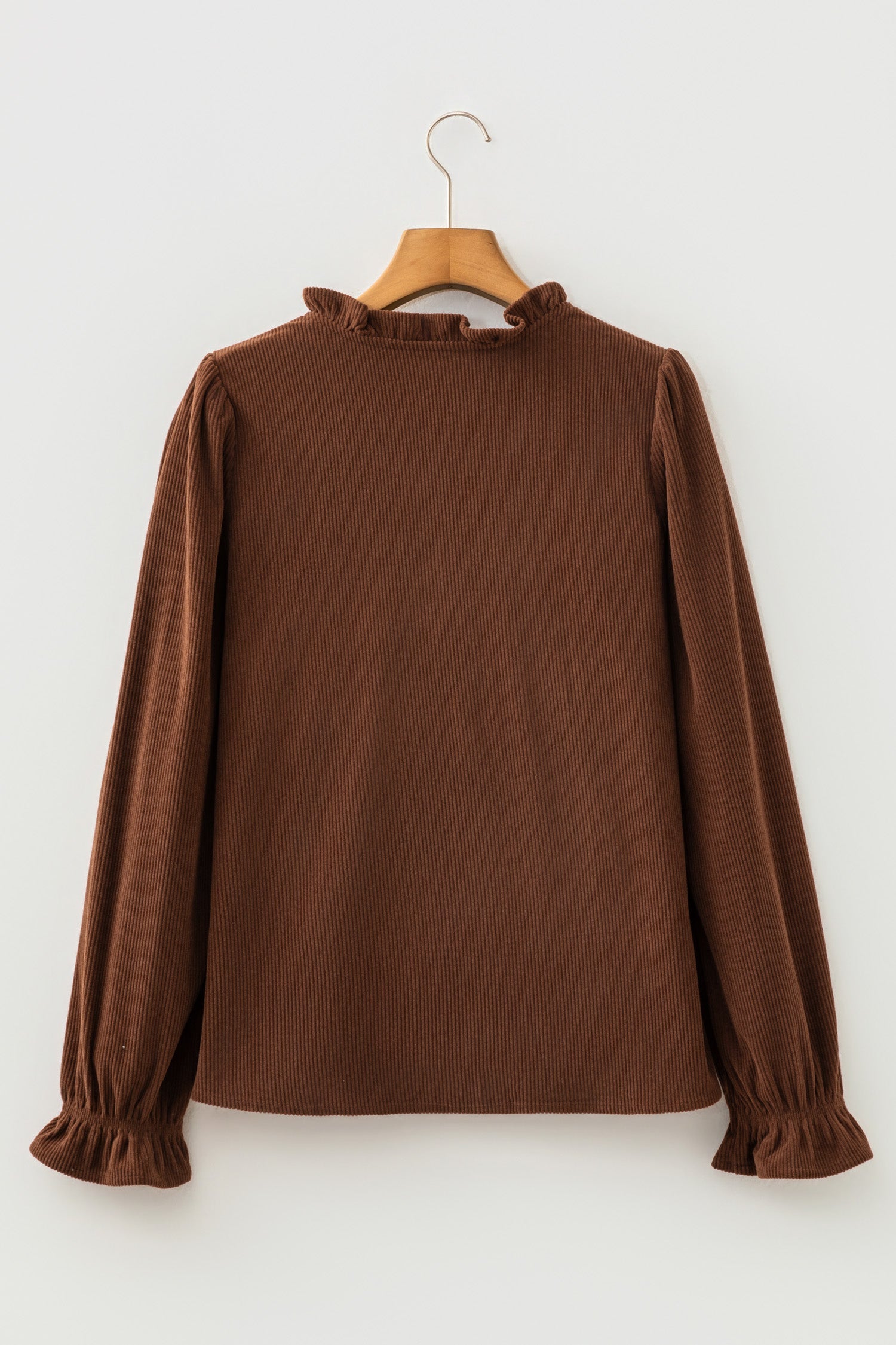 Long-Sleeved Coffee Solid Button Corduroy Shakcet