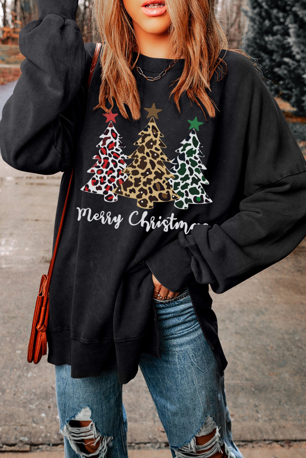 Women's Trees Merry Christmas Graphic Sweatshirt
