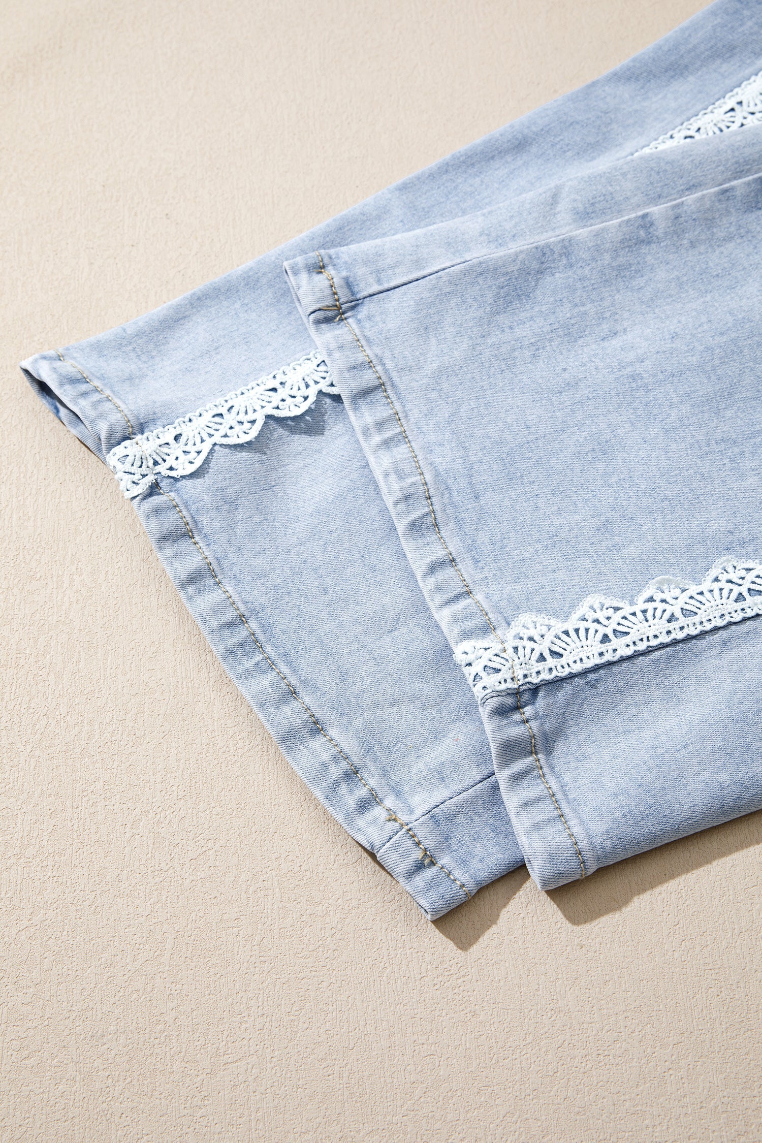 Lace Trim Everyday Full-Length Timeless Fit Jeans in Beau Blue