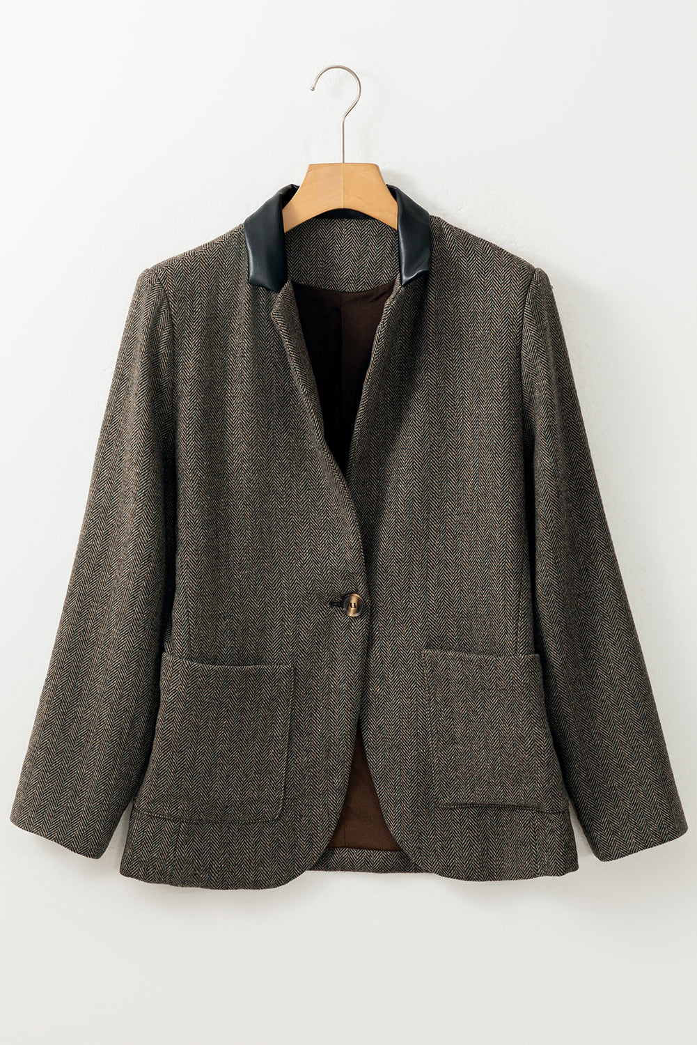 Manteau blazer en sergé à simple boutonnage et revers