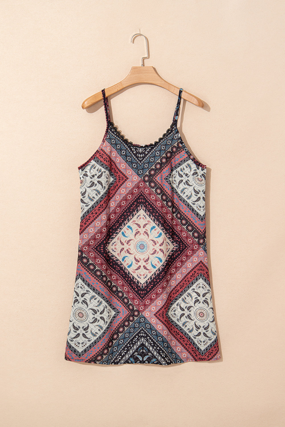 Geometric Paisley Print Sleeveless Shift Mini Dress