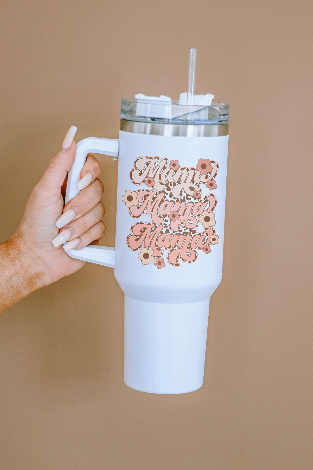 Flower Leopard-Print mama Leopard-Print Stainless Steel Insulate Cup 40oz