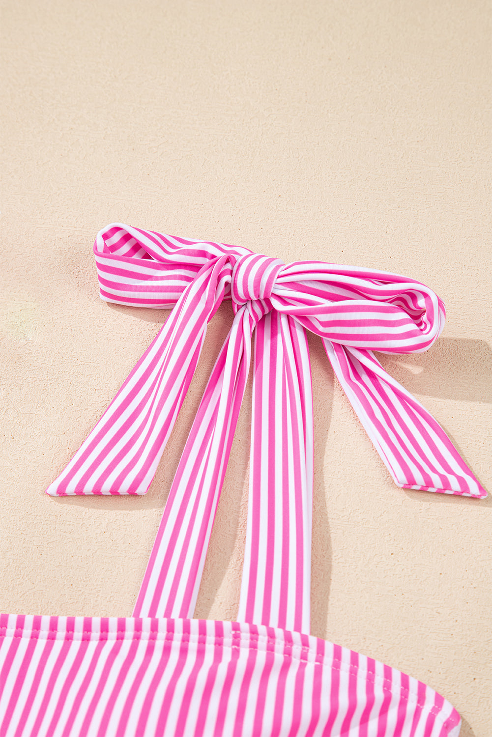 Stripe Print Rose Print Knot Straps 2pcs High-Waisted Bikini Swimsuit