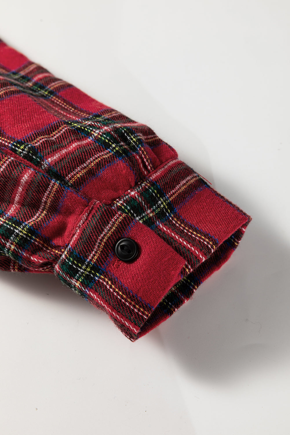 Plaid Half Shirt Collar Button Ruffle Hem Long-Sleeved Mini Dress