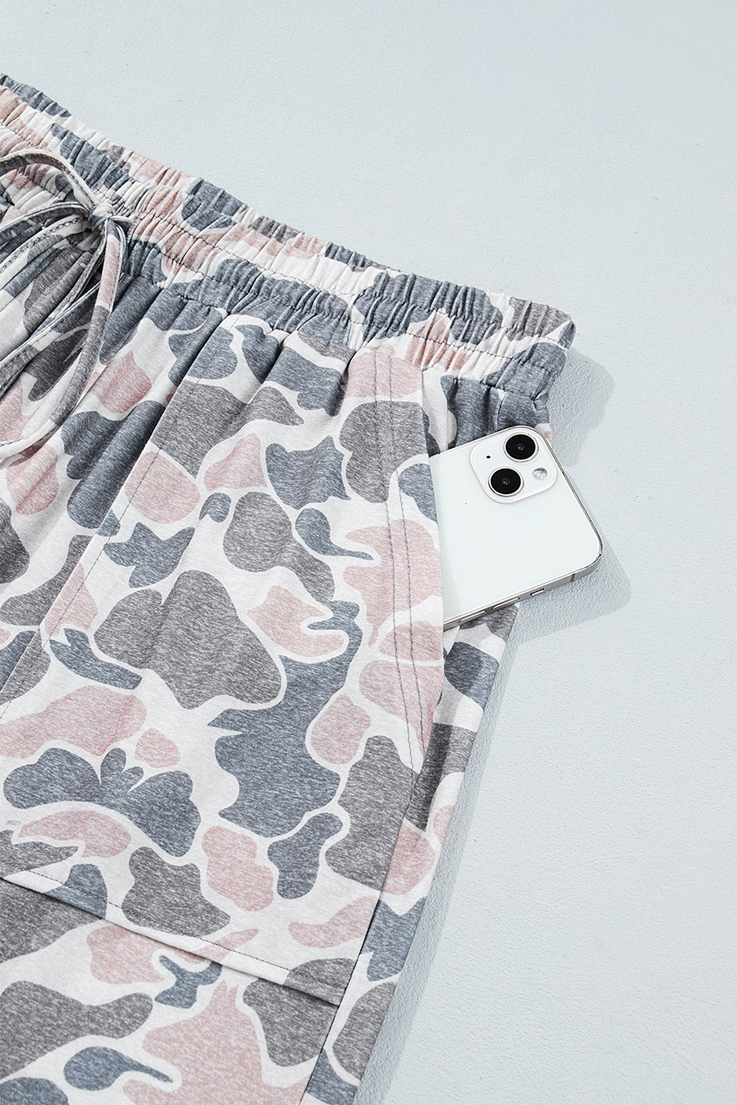 Ankle-Length Camouflage Print Plus Size Pants in Khaki
