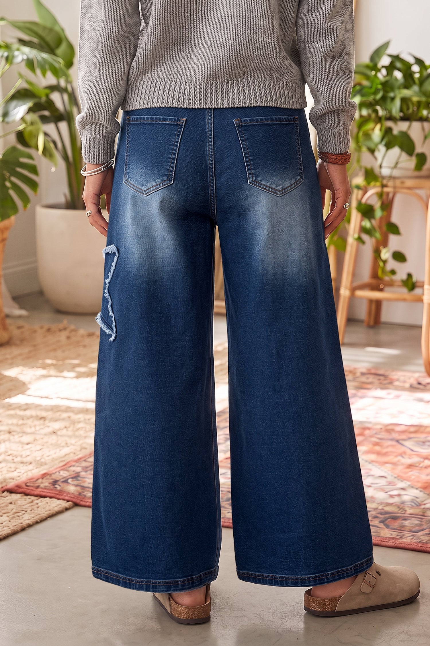 Star Jeans Decorated Wide-Leg in Ashleigh Blue