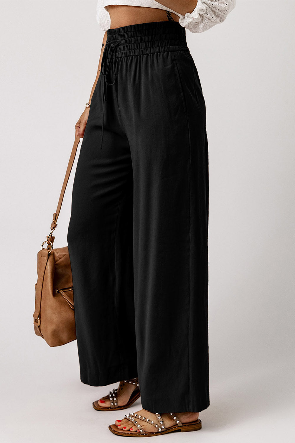 Women's Leg Pants with Everyday Wide Drawcord Elastic Waist