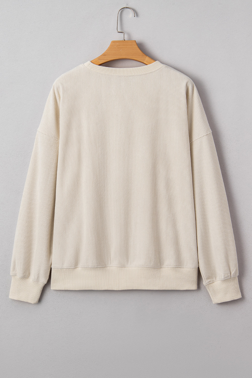 little thing merry thing Corded Letter Graphic Rib-Knit Loose Sweatshirt